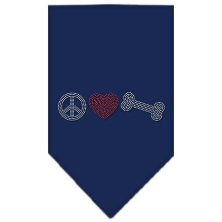 UNCONDITIONAL LOVE Peace Love Bone Rhinestone Bandana Navy Blue Small UN814090